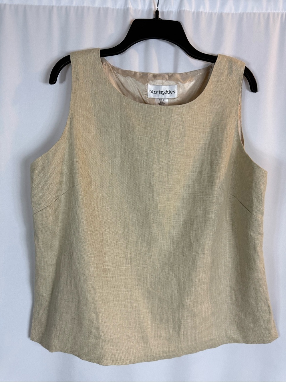 Bloomingdale's Sleeveless 100% Linen Shell Top in Light Beige size: L